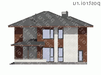 G-221-3P проект двухэтажного дома из пенобетона размером 13 на 14 - вид сзади