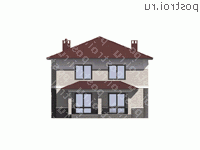 G-232-1K проект двухэтажного дома из кирпича размером 17 на 13  - вид сзади