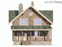 G-244-1D проект двухэтажного деревянного дома из бруса с цоколем и мансардой размером 13 на 10  - вид спереди