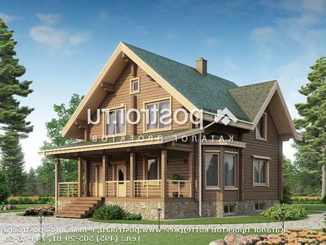G-244-1D проект двухэтажного деревянного дома из бруса с цоколем и мансардой размером 13 на 10 