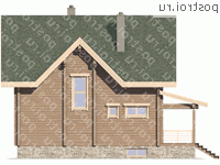 G-244-1D проект двухэтажного деревянного дома из бруса с цоколем и мансардой размером 13 на 10  - вид справа