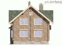 G-244-1D проект двухэтажного деревянного дома из бруса с цоколем и мансардой размером 13 на 10  - вид сзади