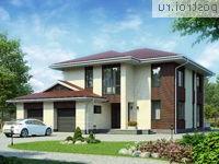 G-253-2P проект двухэтажного коттеджа из пеноблоков с гаражом размером 17 на 15