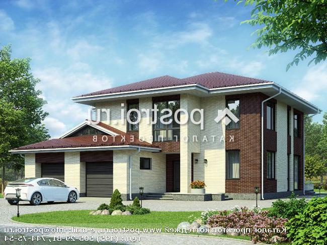G-253-2P проект двухэтажного коттеджа из пеноблоков с гаражом размером 17 на 15