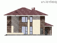 G-253-2P проект двухэтажного коттеджа из пеноблоков с гаражом размером 17 на 15 - вид сзади