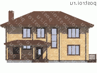 G-291-1D проект двухэтажного деревянного дома из бруса размером 12 на 15  - вид спереди