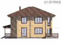 G-291-1D проект двухэтажного деревянного дома из бруса размером 12 на 15  - вид слева