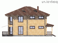 G-291-1D проект двухэтажного деревянного дома из бруса размером 12 на 15  - вид справа