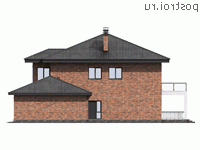 G-303-1P проект двухэтажного коттеджа из пенобетона с гаражом размером 21 на 17 - вид слева