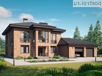 G-303-1P проект двухэтажного коттеджа из пенобетона с гаражом размером 21 на 17