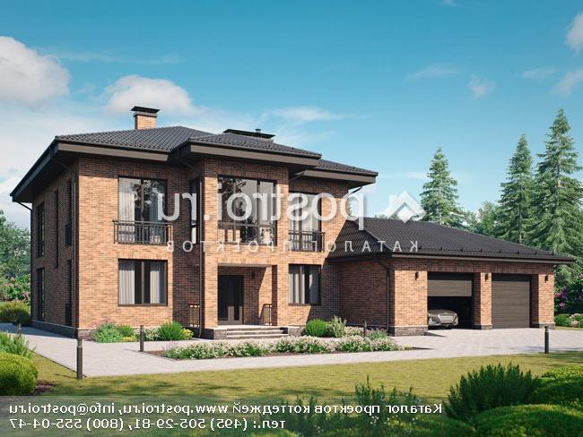 G-303-1P проект двухэтажного коттеджа из пенобетона с гаражом размером 21 на 17