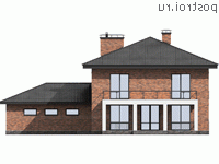 G-303-1P проект двухэтажного коттеджа из пенобетона с гаражом размером 21 на 17 - вид сзади