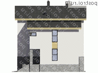 G-306-2P проект двухэтажного коттеджа из пенобетона с цоколем и гаражом размером 12 на 12  - вид слева