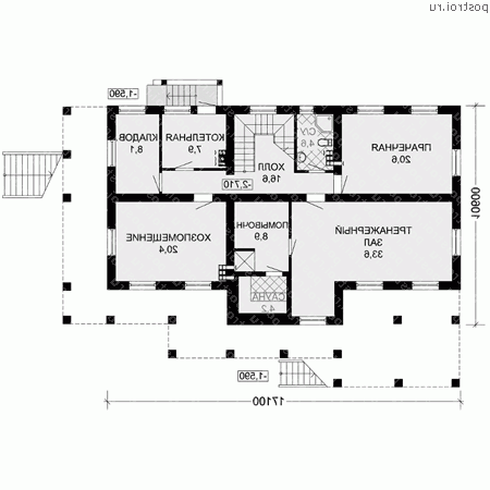 G-390-1D проект двухэтажного деревянного дома из бруса с цоколем и мансардой размером 13 на 19 - цоколь G-390-1D проект двухэтажного деревянного дома из бруса с цоколем и мансардой размером 13 на 19 - цоколь