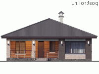 H-090-1P проект одноэтажного дома из пеноблока размером 11 на 11 - вид спереди H-090-1P проект одноэтажного дома из пеноблока размером 11 на 11 - вид спереди