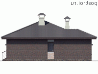 H-090-1P проект одноэтажного дома из пеноблока размером 11 на 11 - вид слева H-090-1P проект одноэтажного дома из пеноблока размером 11 на 11 - вид слева