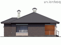 H-090-1P проект одноэтажного дома из пеноблока размером 11 на 11 - вид справа H-090-1P проект одноэтажного дома из пеноблока размером 11 на 11 - вид справа