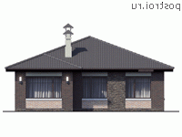 H-090-1P проект одноэтажного дома из пеноблока размером 11 на 11 - вид сзади H-090-1P проект одноэтажного дома из пеноблока размером 11 на 11 - вид сзади