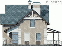 H-123-1K проект двухэтажного дома из кирпича размером 13 на 9  - вид слева