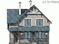 H-123-1K проект двухэтажного дома из кирпича размером 13 на 9  - вид сзади