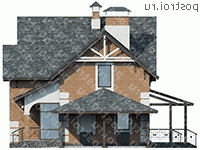 H-123-2K проект двухэтажного дома из кирпича с гаражом размером 13 на 13  - вид слева