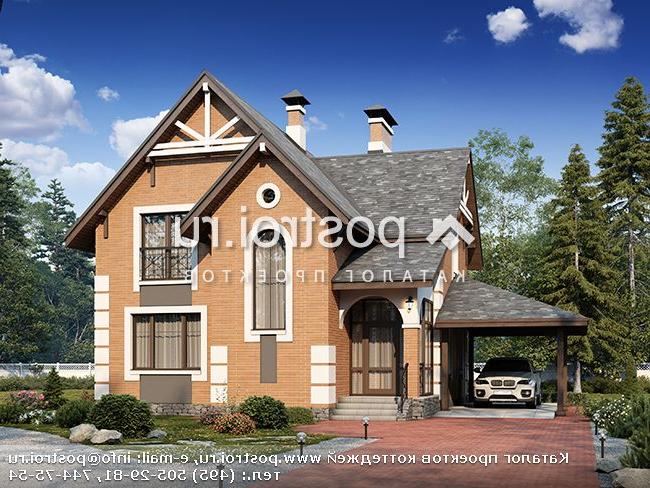 H-123-2K проект двухэтажного дома из кирпича с гаражом размером 13 на 13 