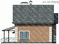 H-123-2K проект двухэтажного дома из кирпича с гаражом размером 13 на 13  - вид справа