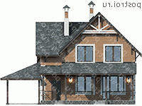 H-123-2K проект двухэтажного дома из кирпича с гаражом размером 13 на 13  - вид сзади