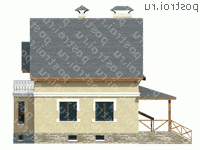 H-131-2P проект двухэтажного дома из пенобетона с цоколем и гаражом размером 10 на 10 - вид слева H-131-2P проект двухэтажного дома из пенобетона с цоколем и гаражом размером 10 на 10 - вид слева