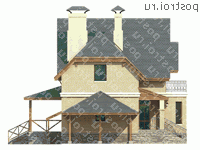 H-131-2P проект двухэтажного дома из пенобетона с цоколем и гаражом размером 10 на 10 - вид справа H-131-2P проект двухэтажного дома из пенобетона с цоколем и гаражом размером 10 на 10 - вид справа