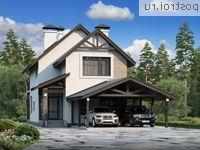 H-141-3K проект двухэтажного дома из кирпича с гаражом размером 23 на 8 