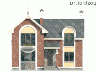 H-144-1P проект двухэтажного дома из газобетона размером 10 на 11 - вид спереди