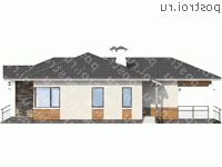 H-145-1P проект одноэтажного дома из газобетона размером 17 на 14  - вид слева