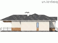 H-145-1P проект одноэтажного дома из газобетона размером 17 на 14  - вид справа