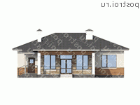 H-145-1P проект одноэтажного дома из газобетона размером 17 на 14  - вид сзади