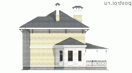 H-147-1P проект двухэтажного дома из газобетона с гаражом размером 12 на 15 - вид слева