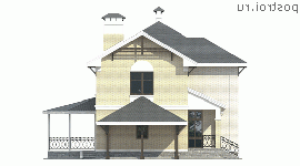 H-147-1P проект двухэтажного дома из газобетона с гаражом размером 12 на 15 - вид справа