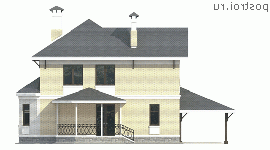 H-147-1P проект двухэтажного дома из газобетона с гаражом размером 12 на 15 - вид сзади