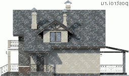 H-180-1P проект одноэтажного дома из пеноблоков с мансардой размером 15 на 11 - вид слева H-180-1P проект одноэтажного дома из пеноблоков с мансардой размером 15 на 11 - вид слева