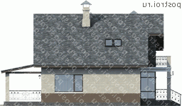 H-180-1P проект одноэтажного дома из пеноблоков с мансардой размером 15 на 11 - вид справа H-180-1P проект одноэтажного дома из пеноблоков с мансардой размером 15 на 11 - вид справа