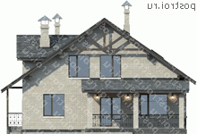 H-180-1P проект одноэтажного дома из пеноблоков с мансардой размером 15 на 11 - вид сзади H-180-1P проект одноэтажного дома из пеноблоков с мансардой размером 15 на 11 - вид сзади