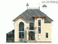 H-181-1P проект двухэтажного дома из пеноблоков с мансардой размером 10 на 11 - вид спереди