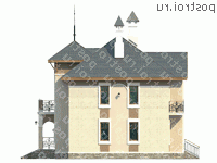 H-181-1P проект двухэтажного дома из пеноблоков с мансардой размером 10 на 11 - вид слева