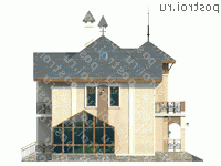 H-181-1P проект двухэтажного дома из пеноблоков с мансардой размером 10 на 11 - вид справа