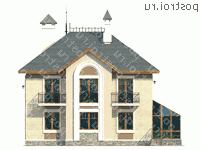 H-181-1P проект двухэтажного дома из пеноблоков с мансардой размером 10 на 11 - вид сзади