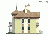 H-181-2P проект двухэтажного дома из пеноблоков с мансардой размером 11 на 12  - вид слева