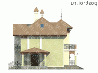 H-181-2P проект двухэтажного дома из пеноблоков с мансардой размером 11 на 12  - вид справа