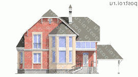 H-208-1P проект двухэтажного дома из газобетона с гаражом размером 12 на 16  - вид спереди