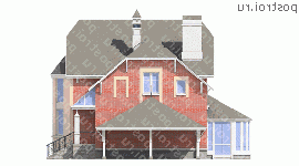 H-208-1P проект двухэтажного дома из газобетона с гаражом размером 12 на 16  - вид слева