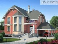 H-208-1P проект двухэтажного дома из газобетона с гаражом размером 12 на 16 